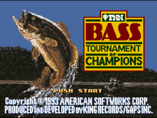 TNN Bass Tournament of Champions title screen for Super Nintendo